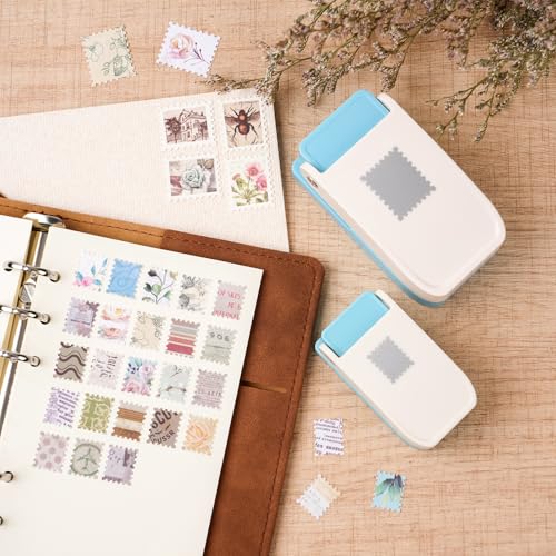 BAOFALI 2Pcs/Set Stamp Punch,Stamp Puncher, 0.6 x 0.5 inch, 1 x 0.8 Inch, Rectangular Stamps Punch, Lever Craft Hole Cutter Puncher, Paper Punches for Journaling Crafting DIY Scrapbooking Crafts - color: 1 x 0.8 Inch+0.6 x 0.5 inch