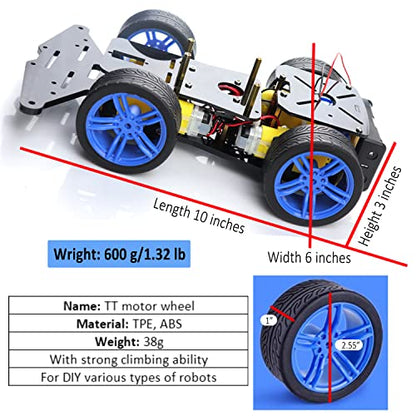 Arduino Robot Car Kit - 4WD Smart Robot Car Chassis with Motors, Wheels and Battery Case for Arduino R3/R4/Leonardo/Raspberry Pi 5/4B/3B+/3B/2B/1B+
