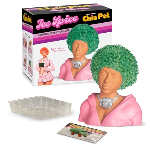 Chia Pet Ice Spice with Seed Pack and Drip Tray: Living Product Ice Spice Decorative Pottery Planter, Easy to Grow Indoor Live Plant, Novelty Gift, Home Décor Planting Kit, Perfect for Any Occasion - style: Ice Spice