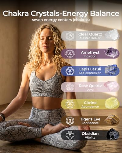 Chakra Healing Crystals Set - Crystals and Healing Stones, Chakra Bracelets, Amethyst Crystal Wand and Ball, 7 Chakra Stones Set, Energy Balance and Protection, Relief Anxiety Stress Gifts for Women - color: Colorful (Set 12)