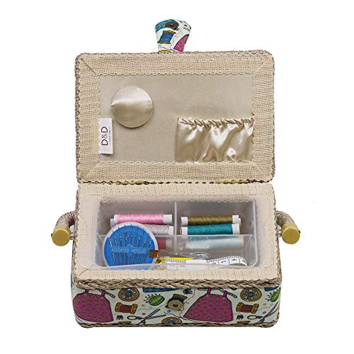 Samll Sewing Basket Organizer with Mini Sewing Kit Accessories for Kids/Girls/Beginners Christmas Birthday Gift