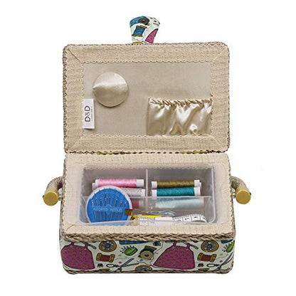 Samll Sewing Basket Organizer with Mini Sewing Kit Accessories for Kids/Girls/Beginners Christmas Birthday Gift