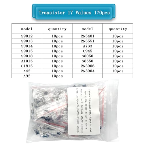 Electronic Component Kit Total 1615 Pcs,Breadboard,Crocodile Clip,LED Diodes,Metal Film Resistors,Electrolytic Capacitor Package,Common Diodes,Ceramic Capacitors, Common Transistor Assortment Box - style: Electronic components kit 1615pcs
