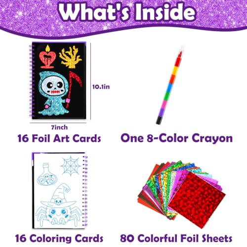 FUNNYB&G Foil Art Craft Kit for Kids, Halloween Crafts Gift Toy for Kids - style: Happy Halloween