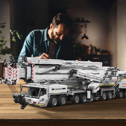 Mould King 17007 Technology Crane Building Set, 8506 Pieces Heavy Crane Truck Building Kits for Adult 14+, APP Programmable Construction Vehicle Block Set, White