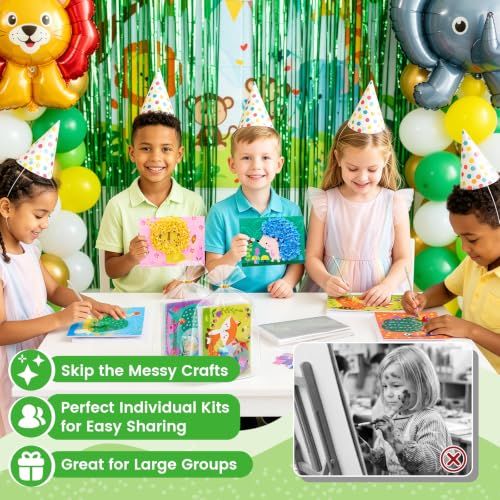 JoyCat 24 Pack Animal Poke Art Party Favors, Mess-free Craft Kits Ages 4-8