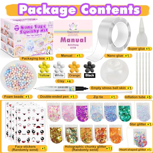 Nano Tape Bubble Kit with Clay, Marker, 6-Design Guide Squishy Maker Set - color: Nano Tape Bubble