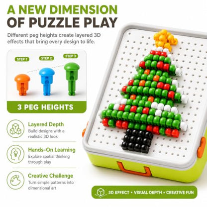 Puzzle for Kids 3-5: 3D Mushroom Nail Puzzle 460 Pieces Building Peg Kit