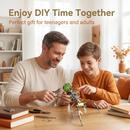 Steampunk 3D Metal Ant Puzzle Model for Adults – Mechanical DIY Assembly Kits 150+ Pcs Unique Desk Decor Christmas & Birthday Gift for Father Husband (Gatling Ant) - style: Gatling Ant