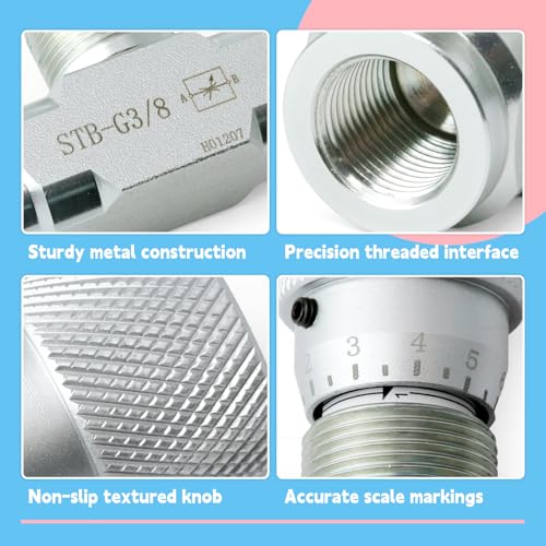 STB-G3/8 Hydraulic Flow Control Valve Compatible with Mini Excavator, 3/8" L08 M14 Connection Silver Replacement Parts 5 Pcs