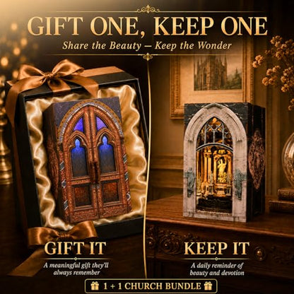 MiniCity 2-Piece Book Nook Kit Set, DIY 3D Wooden Puzzle - color: Notre-dame Bacilica & Duomo Di Mliano