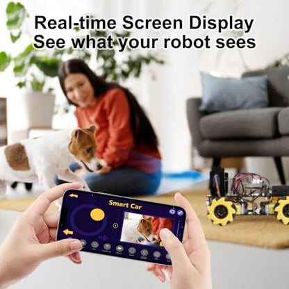 Robotics Kit for Kids Ages 8–12 12-16, ACEBOTT Smart Robot Car Kit with 3MP Camera, STEM Toys for Boys Compatible with Arduino & Scratch,App & Remote Control,STEM Gift for Boys, Girls,Teens and Adults - color: Black + Yellow