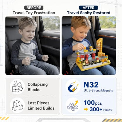 Magnetic Engineering Travel STEM：100PCS Blocks Kit for Boys Ages 3-8 - size: 100PCS
