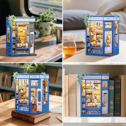 Fsolis Book Nook Kit 3D Wooden Puzzles for Adults - color: Literature Bookstore