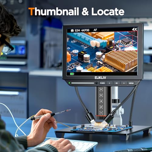 Elikliv Autofocus 4K Digital Microscope EM4K-AF, 8" Soldering Microscopes