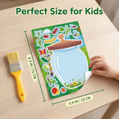 Bug Jar Make a Face Stickers 24 Sheets, Insect Crafts for Kids - color: Bugjar