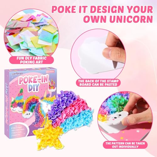 Lonfliness 8 Pcs Unicorn Poke in Craft Kits for Kids Mess Free DIY Art - style: Unicorn