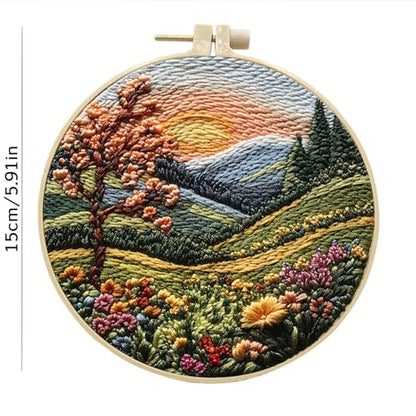 SCECALA 3 Pack Mountain Tree Landscape Embroidery Kit - color: Orange
