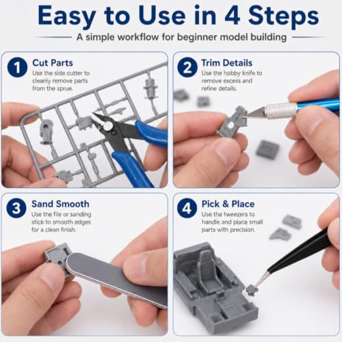 Model Tool Kit Precision Cutters Tweezers Knife with Storage Case for Model Building Maintenance and Assembly, 14Pcs - size: 14Pcs