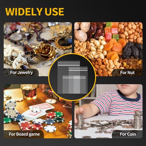 Bonison 600 PCS Small Plastic Bags 2x2 Inch, 2 Mil Clear Mini Zip Seal Bag, Tiny Reclosable Jewelry Bags for Beads, Earrings, Pills, Screws, Coins & Small Parts - size: 600pcs(2x2inch)