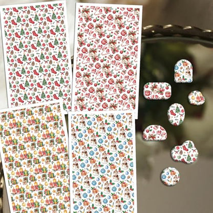 OLYCRAFT 24Pcs Christmas Theme Clay Transfer Paper 4 Styles Transfers Paper for Polymer Present Box and Snowman Pattern Polymer Clay Transfer Sheets Small Ceramic Decals for Earrings Jewelry Making - style: Christmas Snowman