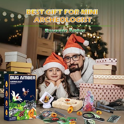 Gemstone Dig Kit for Kids 6-8 8-12, Amber Digging Kits for Boys, Gifts for 6 7 8 9 Year Old Boys Girls