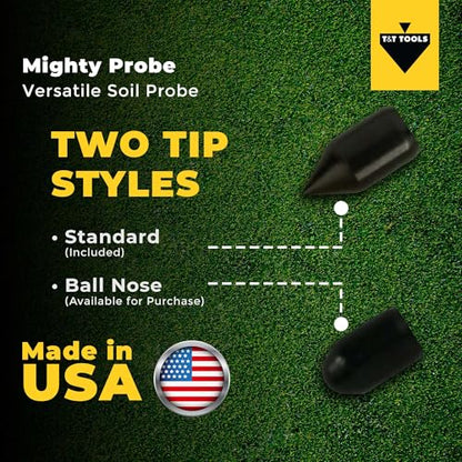 T&T Tools 48-Inch Mighty Probe Metal Soil Probe – 3/8" Round Rod - 1 Pack - size: 48-Inch Long Overall w/ 3/8" Metal Round Rod