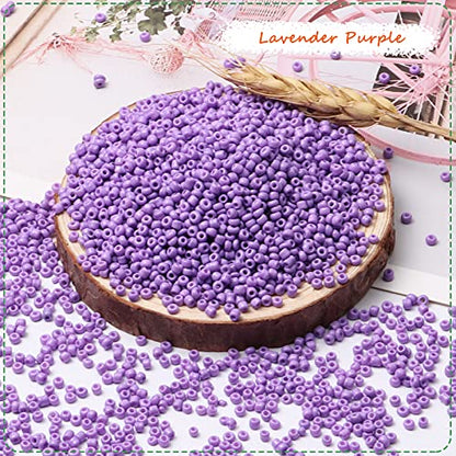 5000pcs Lavender Purple Glass Seed Beads Bulk, Small Tiny Waist Spacer Beads for Bracelet, Necklace Jewelry Making, DIY Craft Projects(3mm 8/0) - color: Lavender Purple, size: 3mm