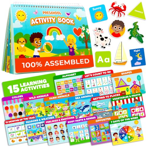 Preschool Busy Book for Toddlers 3-5, Educational Montessori Activity Toy