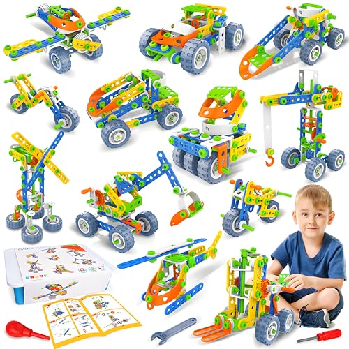 MOONTOY STEM Toys for 4 5 6 7 8+ Year Old Boy Birthday Gift, Building Toys for Kid Age 4-8 5-7 6-8 8-12, Preschool Educational Stem Kit for Boy Girl Christmas Idea Gift, 152PCS, 12 in 1 Building Toys - style: 152PCS, 12 in 1 Building Toys