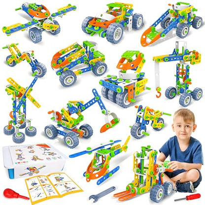 MOONTOY STEM Toys for 4 5 6 7 8+ Year Old Boy Birthday Gift, Building Toys for Kid Age 4-8 5-7 6-8 8-12, Preschool Educational Stem Kit for Boy Girl Christmas Idea Gift, 152PCS, 12 in 1 Building Toys - style: 152PCS, 12 in 1 Building Toys