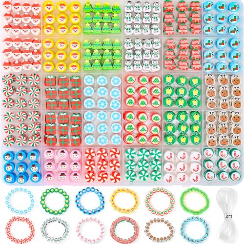 600pcs Polymer Clay Beads Bracelet Making Kit, Christmas Beads for Crafts - color: 4#Christmas