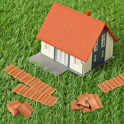 Charniol 200 Pcs Miniature Roof Tiles 1:12 Scale Mini Clay Tiles, Realistic House Shingles for the Roof, House Accessories for Kitchen Garden Landscaping DIY Model Architect Buildings