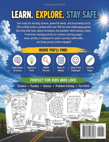 Tornado Activity Book for Kids Ages 8–14: 100+ Brain Games, Quizzes, Puzzles, Riddles, Jokes, Mazes & Coloring Pages | Weather STEM Activity Book with Hidden Pictures, Learn Fun Facts About Tornadoes