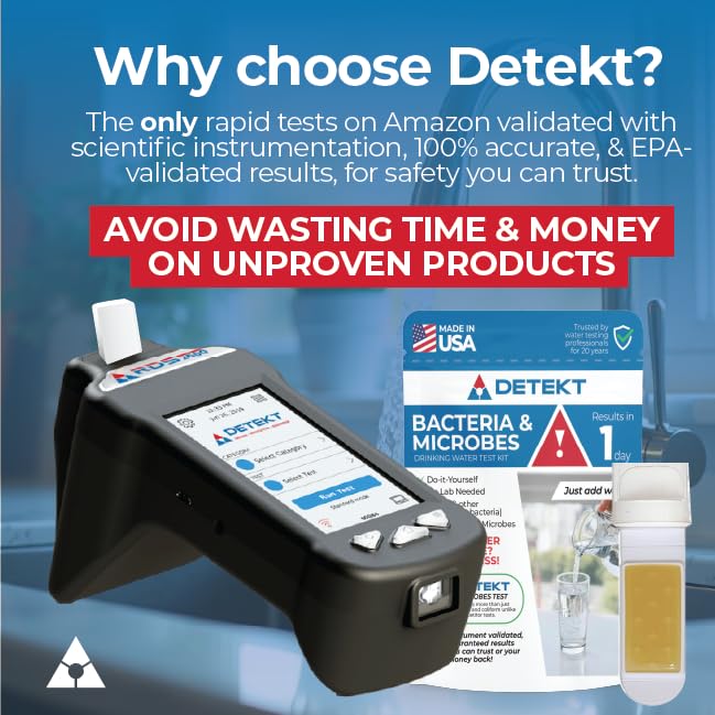 Drinking Water Test Kit, Detekt (USA) DIY for Lead, Bacteria, Mold & pH - size: 1 Water Sample
