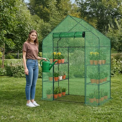 Outvita Walk-in Greenhouse, 3 Tiers 4 Shelves, Durable PE, 56"x29"x77" - style: 3 tiers 4 shelves