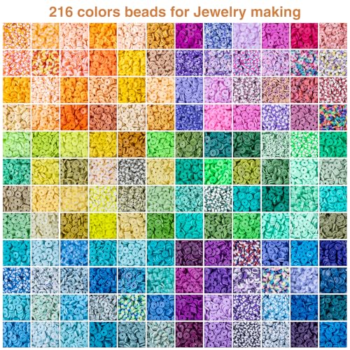 XSEINO 46000Pcs Clay Beads - 216Colors 10Boxes Clay Beads for Bracelets - color: 10 Boxes