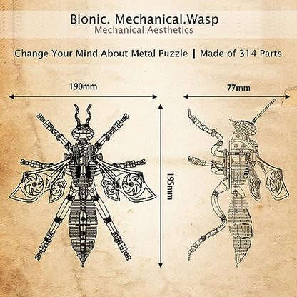 3D Metal Wasp Puzzles for Adults Model Kits Mechanical Puzzle Building Blocks, Difficult DIY for Assembly Gifts for Men (Steel) - style: Steel