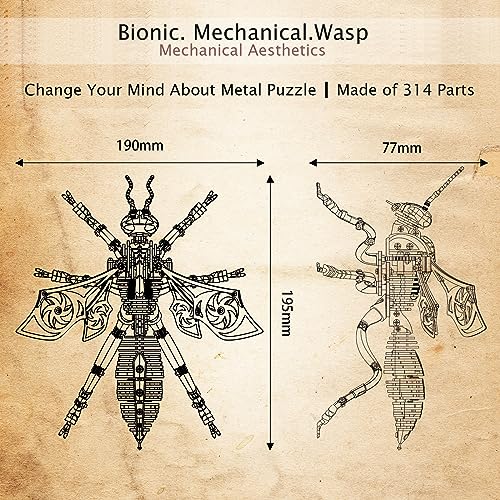 3D Metal Wasp Puzzles for Adults Model Kits Mechanical Puzzle Building Blocks, Difficult DIY Assembly for Men (Steel+Rose Gold) - style: Steel+Rose Gold