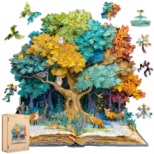 Bovearto Wooden Puzzles for Adults 200 Pieces, Tree of Life Puzzle - color: Book Tree, size: 200pcs
