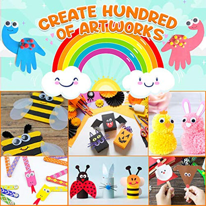 Goody King Arts and Crafts Supplies for Kids - Craft Art Supply Jar Kit for Student Age 4 5 6 7 8 9 10 Year Old Crafting Activity - Collage Arts Set for Toddlers Preschool DIY Classroom Home Project - size: Small