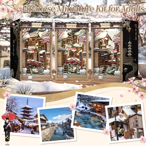 Fsolis Book Nook Kit for Adults – Japanese DIY 3D Wooden Puzzles - color: Kyoto Snow Whisper