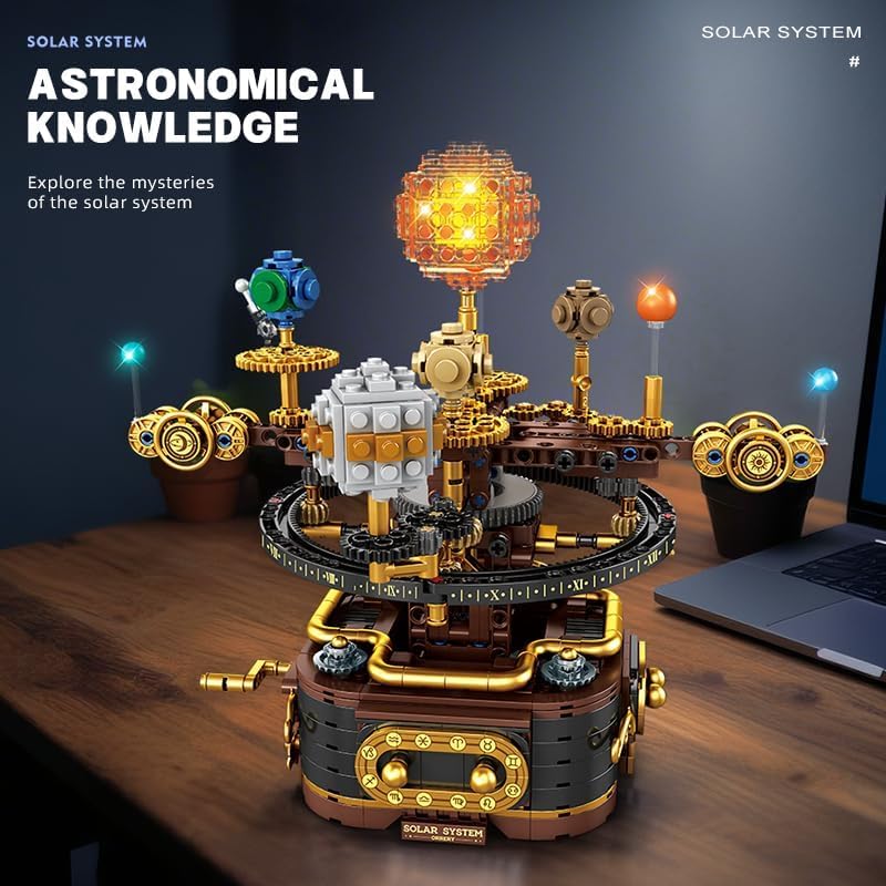 Rotating Solar System STEM Building Kit, Educational Astronomy Toy
