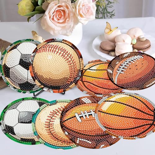 8 Pcs Diamond Art Coaster Kit for Adult with Holder, Diamond Coasters 4x4in - color: Ball Coasters, size: 8 Pcs 4x4in