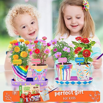 LAOESE 4 Set Paint & Plant Flower Gardening Kit, Gifts for Girls Ages 8-12