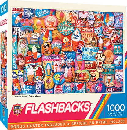 MasterPieces - 1000 Piece Jigsaw Puzzle, Ice Cream Treats, Fun for Adults, Family, Kids, Non-Glare Finish, 19.25" x 26.75" - style: Ice Cream Treats