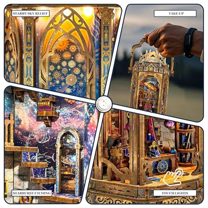 3D Wooden Puzzle for Adult DIY Dollhouse Kit Model Lantern Set - color: The Lantern of Gaiaxy
