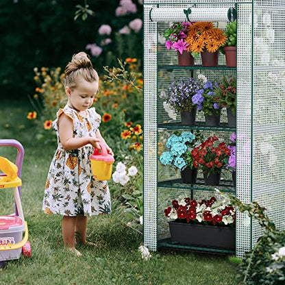 WORKPRO Mini Greenhouse, 4-Tier Portable Small Greenhouses for Outdoor Indoor with Shelves and Thicken PE Cover, White - 27" L x 19" W x 63" H, Ideal Gardening Gifts for Women Men - style: 27" L x 19" W x 63" H - 4 Tier