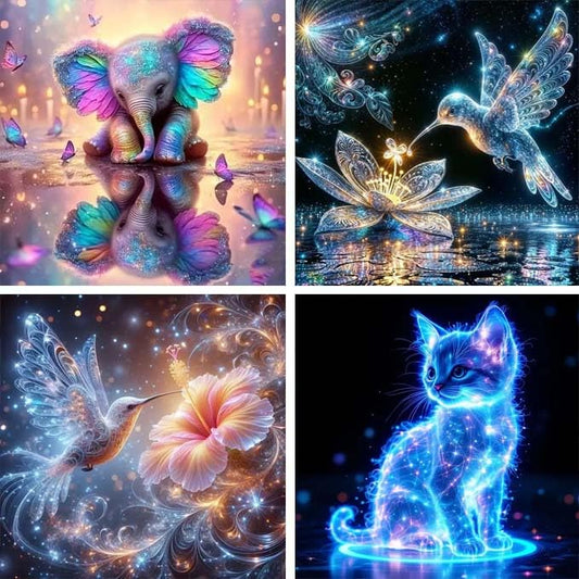 4 Pack Diamond Art Kits for Adults,5D Hummingbird Diamond Painting Kits for Beginnes Animal Diamond Art Diamond Painting Kit for Adults,DIY Full Drill Painting Kit For Home Wall Decor14X14inch - color: Animal