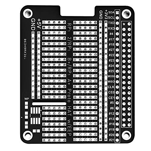 GeeekPi 4X Prototype Breakout DIY Breadboard PCB Shield Board Kit for Raspberry Pi 4 3 2 B+ A+ (Black) - color: Black